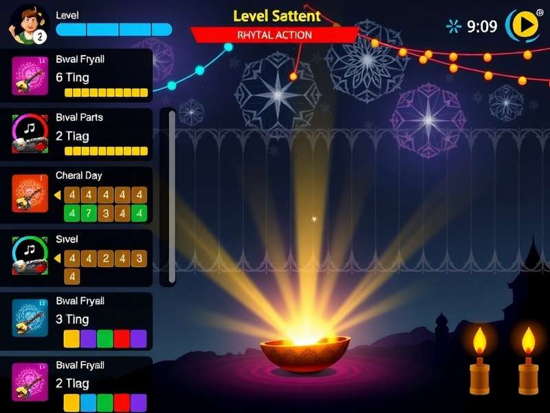 Sitar Fury Striker level selection screen showing different Indian musical modes